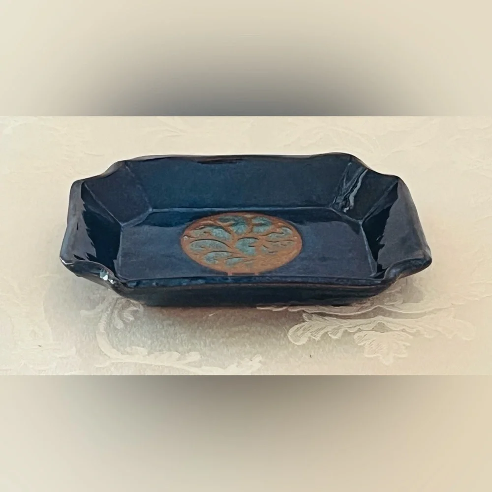 AppalachianSigned Studio Pottery Handmade Cobalt Blue Stoneware Trinket Tray